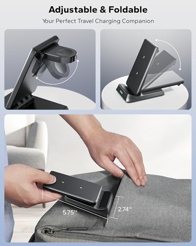 KPON 3 in 1 Charging Station for Samsung, Wireless Charger for Thick Cases, Foldable Phone and Watch Charger Stand for Galaxy S26/S25/S25 Ultra/S24/Android Devices, Galaxy Watch Not for watch9/ultra2