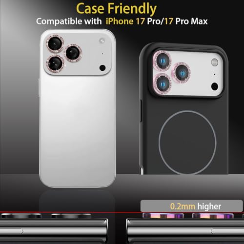 Camera Lens Protector for iPhone 17 Pro/17 Pro Max, Diamond Pink - color: Diamond Pink