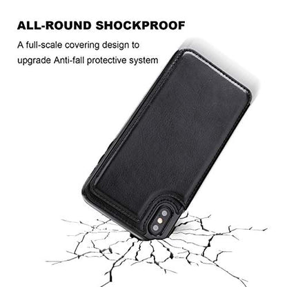 ONETOP for iPhone Xs Max Wallet Case with Credit Card Holder,Black | Kickstand,ID/Cash Holder,Case Wallet with Card Slots,Double Magnetic Clasp,Durable PU Leather Shockproof Cover for Women Men - color: iPhone Xs Max 6.5" Black