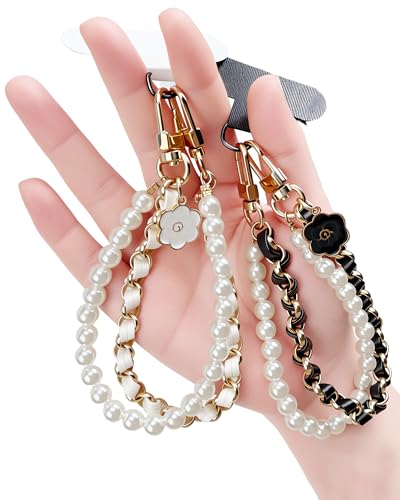 Beaded Pearls Phone Wrist Strap, Detachable CellPhone Wristlet with Tether Tab, Hands-Free Universal Cellphone Charm Bracelet Strap for Cell Phone Keys AirPods - style: Style A
