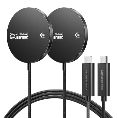 MOVESPEED Qi2.2 25W Magnetic Wireless Charger 2 Pack, MagSafe Fast Charging Pad, Compatible with iPhone 17/16/15/14/13/12 Series, AirPods Pro/4/3/2,Samsung Galaxy and More(Black) - color: Black, size: 2 pack
