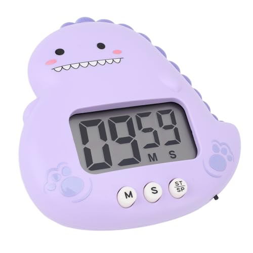Cute Dinosaur Timer, Large LCD Display Battery Powered Magnetic Foldable Stand Countdown Alarm Clock for Kids Teachers Home Office Purple - color: Purple