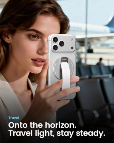 2026 Klearlook for MagSafe Phone Grip with Silicone Finger Strap, Removable Magnetic Phone Ring Holder with Adjustable Kickstand, Finger Phone Ring Grip for iPhone 17/16/15/14/13/12 Series, White - color: White