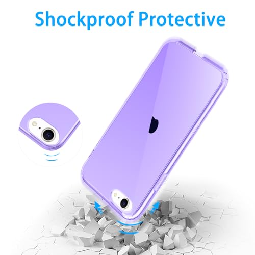 JJGoo Compatible with iPhone SE Case 2022/2020, Compatible with iPhone 7 8 Case Clear Soft Transparent Shockproof Protective Slim Thin Bumper Phone Cover, Purple - color: Purple