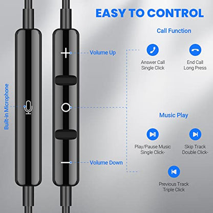 USB C Headphones Wired for Samsung S26 S25 Ultra S24 S23 Fe S22, Black - color: Black