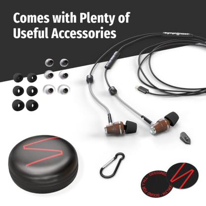 Symphonized Wooden Air Tube Headphones EMF Free with Microphone (Lightning) - style: Lightning