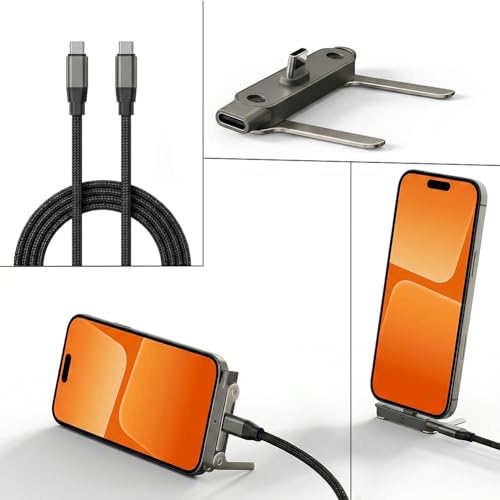 USB C to USB C Cable Right Angle(5ft)-in 360° Folding Metal Stand,240w Fast Charging Cable with Built-in Phone Stand T-Shaped Foldable,Gamer Design,Fast Charging Cord