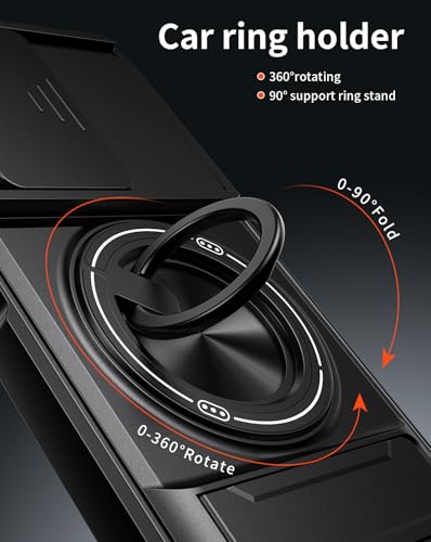 Compatible with Tecno Pop 8 Case Cover,Compatible with Tecno Spark Go 20 20c / Spark Go 2024 BG6 with Slide Camera Cover Phone Stand Protective Case Black - color: Black, size: Compatible with Tecno Pop 8