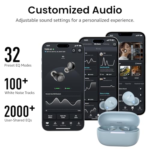 TOZO A1 Wireless Earbuds Bluetooth 5.3 Light Weight in Ear Headphones - color: Blue