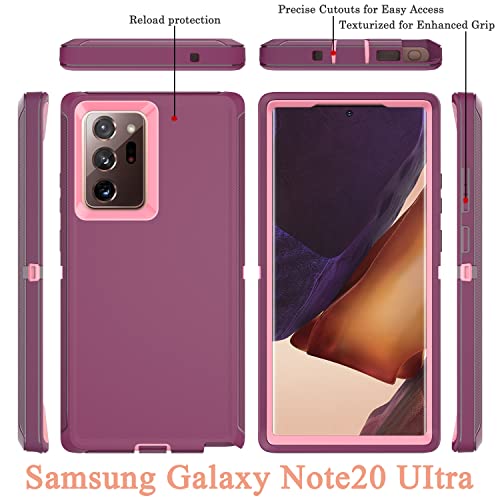 YmhxcY Note 20 Ultra Case with Self Healing Flexible TPU Film[2 Pack] and Camera Lens Screen Protective Film[2 Pack], Heavy Protection Cover for Galaxy Note 20 Ultra-Wine Red and Rose Pink - color: SF-Wine Red/Rose Pink