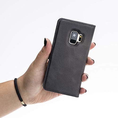 Venito Florence Leather Wallet Phone Case Compatible with Samsung Galaxy S9 - Extra Secure with RFID Blocking - Detachable Phone Wallet (Faded Gray) - color: Faded Gray, size: S9