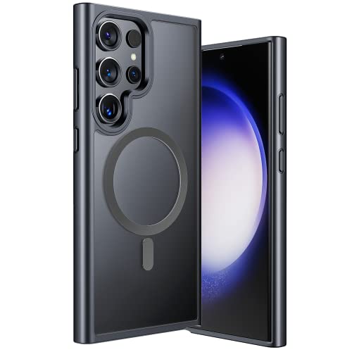 ANNGELAS for Samsung Galaxy S23 Ultra Mag safe Case,Slim Shockproof Protective Cover with Magnetic,Frosted Hard Back Soft Silicone TPU Bumper Phone Case Compatible Galaxy S23 Ultra 6.8inch,Matte Black - color: Matte Black
