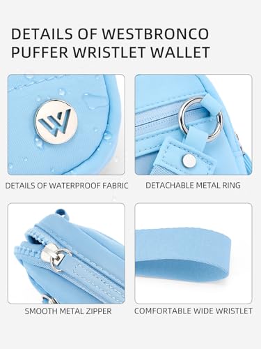 WESTBRONCO Wristlet Wallets for Women – RFID Blocking Quilted Nylon Phone Wallet, Card Holder Purse for Travel & Everyday Use - color: Blue