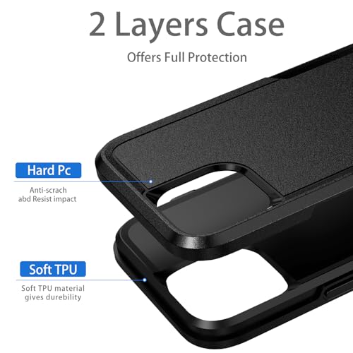 Compatible with iPhone 15 Case, Heavy Duty Protection Shockproof Dropproof Dustproof Anti-Scratch Phone Case Cover for 15 -Black - size: for iPhone 15