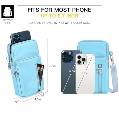YINHEXI Small Crossbody Bags for Women Trendy, Mini Triple Compartment Cell Phone Crossbody Wallet Purses - color: Blue-2