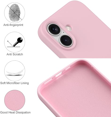 Compatible with iPhone 17 Case, Shockproof Liquid Silicone Protective Phone Case with Soft Anti-Scratch Microfiber Lining Ultra Slim Drop Protection Phone Cover (Pink) - color: Pink, size: for iPhone 17