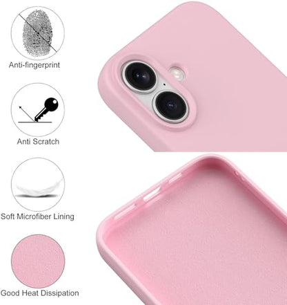 Compatible with iPhone 17 Case, Shockproof Liquid Silicone Protective Phone Case with Soft Anti-Scratch Microfiber Lining Ultra Slim Drop Protection Phone Cover (Pink) - color: Pink, size: for iPhone 17