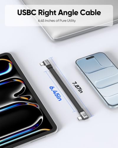 90 Degree USB4 Cable Short 7.8IN Right Angle USB C Cable-20cm - size: 7.8IN
