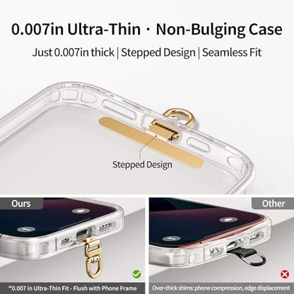 saxsion Phone Tether Tab & Lanyard Tab, 360° Swivel Clip - Ultra Thin Stainless Steel Universal Patch for All Phone Cases - color: Champagne Gold+fashion Silver