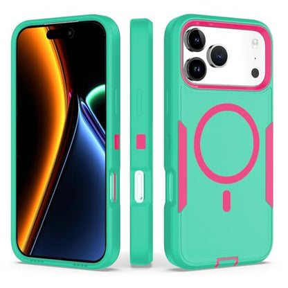 Designed for iPhone 17 Pro Case,Green Rose | Compatible with MagSafe,Double protection,Tough Durable,Detachable back clip,Dustproof,No Fading,No Yellowing,Non-Slip - color: Green Rose, size: iPhone 17 Pro 6.3”