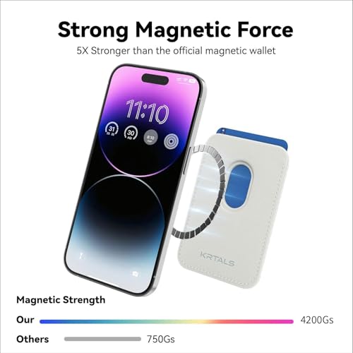 Magnetic Wallet Cell Phone Card Holder for Phone Case with Mag-Safe | Stronger Magnetic RFID Leather Phone Wallet Stick on Series of iPhone 17/16/15/14/13/12 and Pro/Promax, White - color: White, size: 1 Pack