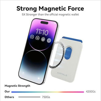 Magnetic Wallet Cell Phone Card Holder for Phone Case with Mag-Safe | Stronger Magnetic RFID Leather Phone Wallet Stick on Series of iPhone 17/16/15/14/13/12 and Pro/Promax, White - color: White, size: 1 Pack