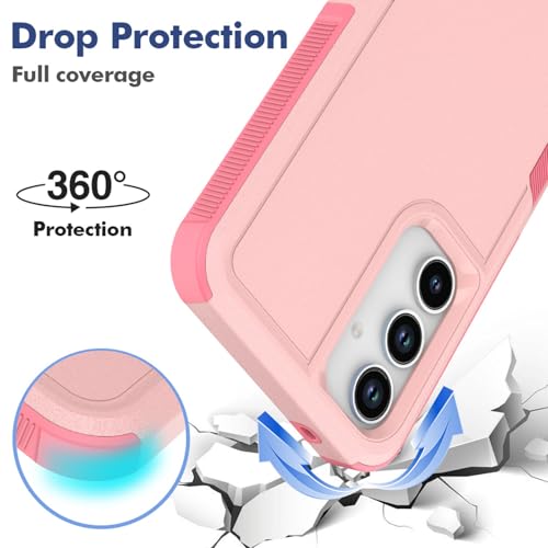 for Samsung Galaxy A35 5G Case: Dual Layer Protective Heavy Duty Cell Phone Cover Shockproof Rugged with Screen Protector - Military Protection Bumper Tough - Samsung Galaxy A35 5G 2024, Pink - color: Pink (PC) + Pink (TPU)