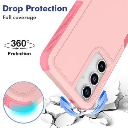 for Samsung Galaxy A35 5G Case: Dual Layer Protective Heavy Duty Cell Phone Cover Shockproof Rugged with Screen Protector - Military Protection Bumper Tough - Samsung Galaxy A35 5G 2024, Pink - color: Pink (PC) + Pink (TPU)