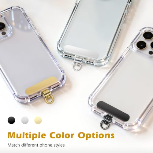 MoKo Rotatable 360° Stainless Steel Phone Tether Tabs - 6 Pack - color: Black*6Pack