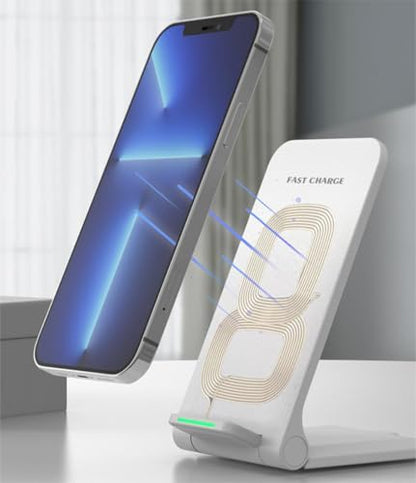 Samsung Wireless Charging Station,15W Fast Wireless Charging Station with Sleep-Friendly Adaptive Light,Compatible with Samsung Galaxy,Google LG,etc（White） - color: White