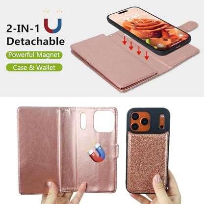 Varikke for iPhone 17 Pro - Case Wallet Magnetic Detachable, Rose Gold - color: (Standard) Rose Gold, size: iPhone 17 Pro 6.3"