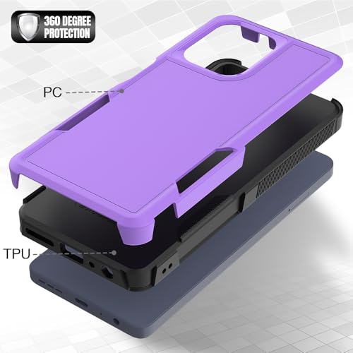 for Motorola Moto G Power 2026 / Moto G Power 2025 Case: Dual Layer Protective Heavy Duty Cell Phone Cover Shockproof Rugged with HD Screen Protector Military Protection Bumper Tough, Purple - color: Purple (PC) + Black (TPU)