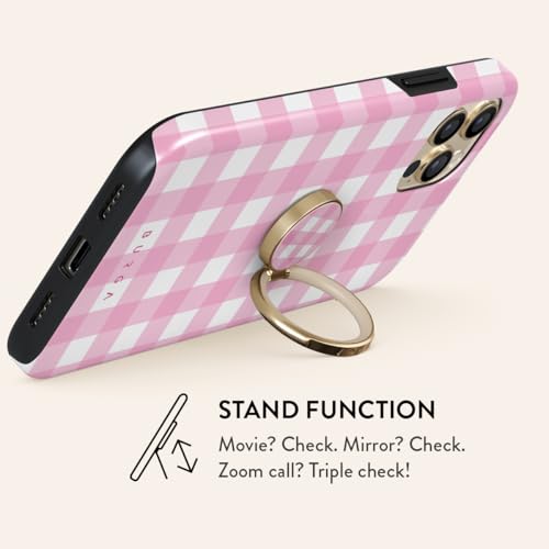 BURGA Cell Phone Ring, Holder Grip and Stand - Finger Phone Grip for Back of Smartphone Case, Kickstand 360 Rotation, Universal Ring for iPhone Samsung Galaxy Huawei Google Pixel, Stylish Accessories - color: Think Pink, style: Gold