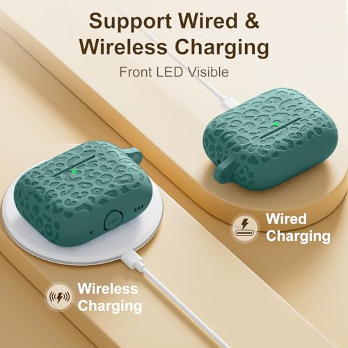 for Airpods Pro 2nd Generation Case,Engraved Soft Silicone Skin Cover Full Protective Case Compatible with Apple AirPods Pro 2nd,Front LED Visible (Pinggreen, AirPods Pro 2/1) - color: Green, size: Airpods Pro 2/1 Case