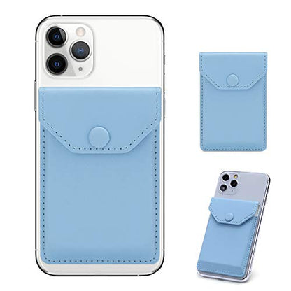 Self Adhesive Phone Card Wallet with Flip Cover, RFID Blocking, Blue - color: Light Blue
