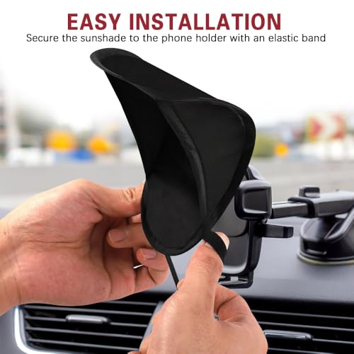 Car Mobile Phone Sunshade, Auto Portable Foldable Smartphone Umbrella Cover - color: Black