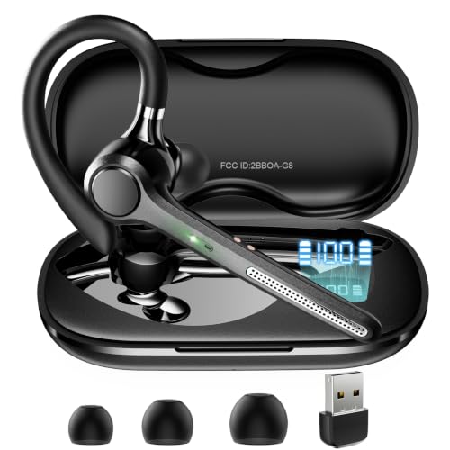 Ngsod Bluetooth Headset V5.4,USB Dongle Wireless Earpiece with Mic for Work - color: Deep Black