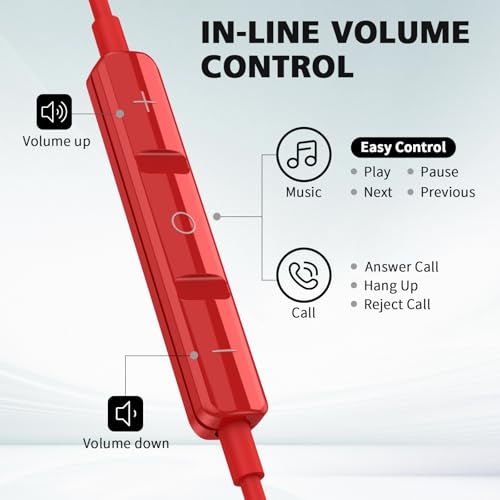 ASKUBSKU USB C Earbuds for Samsung S25 S26 Ultra S24+ S23 Fe S22, Red - color: Red
