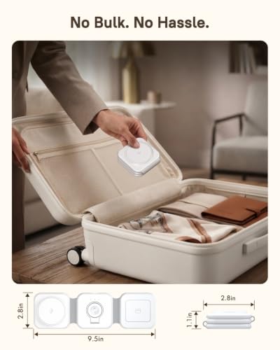 15W Magnetic Travel Charging Station, 3-in-1 Foldable MagSafe Charger - color: White