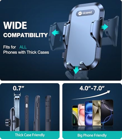 VICSEED 2026 Upgraded [86LBS Ultra-Powerful Suction] Car Phone Holder Mount - color: Black