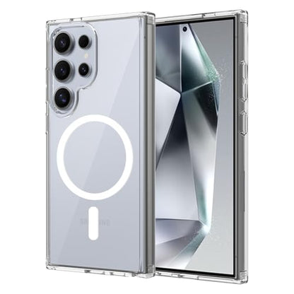 for Samsung Galaxy S24 Ultra Case Magnetic, [Compatible with Magsafe] 6.8 Inches Slim Fit Heavy Duty Protection Wireless Charging TPU and PC Shockproof Anti-Slip Protective Phone Cover, Clear - color: Clear Magnetic