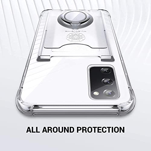 Shields Up for Galaxy S20 FE Case, Minimalist Wallet Case with Card Holder [3 Cards] & Ring Kickstand/Stand, [Drop Protection] Slim Protective Cover for Samsung Galaxy S20 FE 5G - Clear | Minimalist Wallet Case, 3 Card Slots, 360° Rotation Ring Stand/Kick