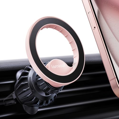 Lamicall for MagSafe Car Mount Vent 20 Super Magnets Accessories for iPhone - color: NEW Upgraded - Pink