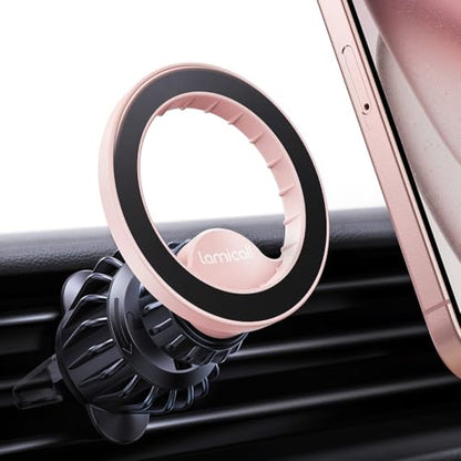 Lamicall for MagSafe Car Mount Vent 20 Super Magnets Accessories for iPhone - color: NEW Upgraded - Pink