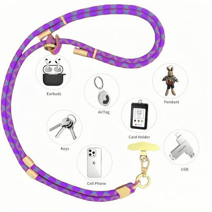 Cell Phone Lanyard,Adjustable Shoulder Crossbody Lanyard,Detachable Length Wrist Lanyard - color: Purple