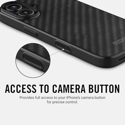 Ridge Case Compatible with iPhone 17 - Compatible with MAGSAFE & Wireless Charging, Aluminum Control Buttons, Dual-Layer Construction, TPU Bumper with Drop Protection (Carbon) - color: Carbon, size: iPhone 17