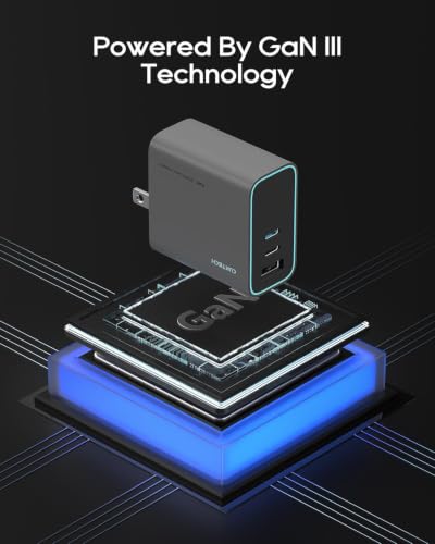 CUKTECH 65W USB C Charger, 3-Port Compact and Foldable Fast Charger Block, GaN Wall Charger Adapter for iPhone 16/15/14/13, MacBook Pro/Air, Galaxy S24/23/22, iPad, Pixel, iWatch, etc (Grey) - color: Grey