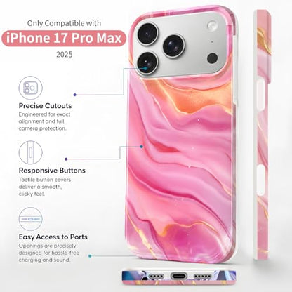 Case Compatible with iPhone 17 Pro Max, 2025 Anti-Yellow Ultra Transparent Soft TPU Phone Case, Shockproof Anti-Slip Slim Lightweight Full Coverage Protective (Marble Pattern 4) - color: Marble pattern 4