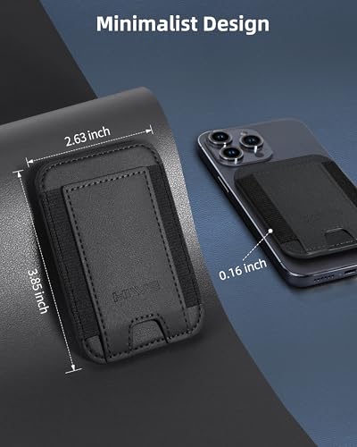 HiWe for MagSafe Wallet, 7 Cards Holder for Phone Case, RFID Blocking - color: Black Wallet - Black Band