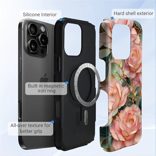 Case for iPhone 16 Pro Max | Anti-Slip Side Handle| Bold Protective Design | Compatible with MagSafe | Stained Glass Pink Flower | - color: Stained Glass Pink Flower, size: iPhone 16 Pro Max